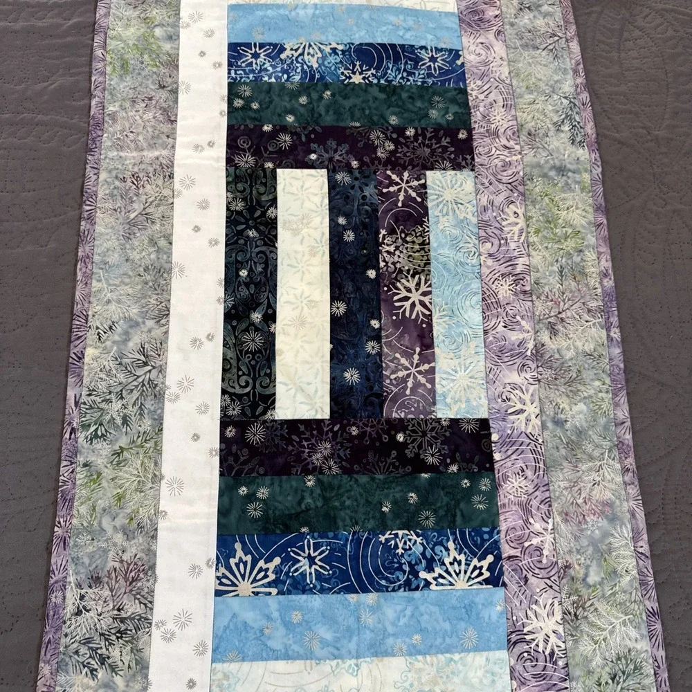 Hand Made Quilted Table Runner Topper Mat ~Multi color Batiks ~20.5x 50